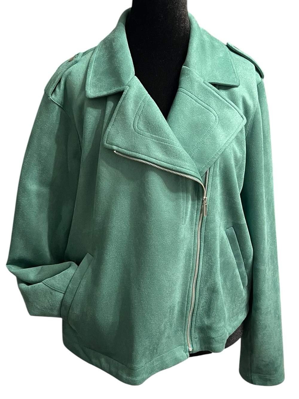 Lauren Conrad Green Faux Suede Moto Jacket XL